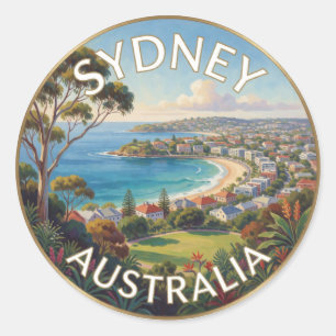 Sydney Australia Coastal City Landscape Classic Round Sticker