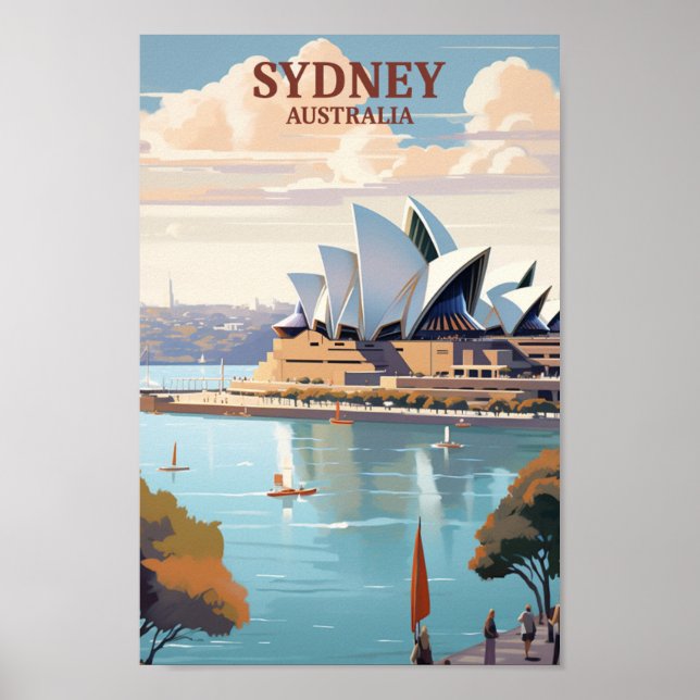 Sydney Australia Famous Vintage Travel Place Poster (Front)