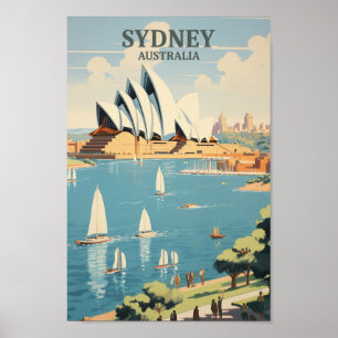 Sydney Australia Famous Vintage Travel Place Poster