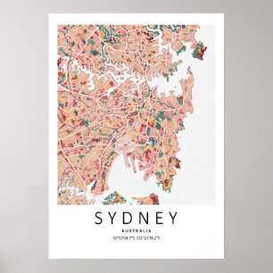 Sydney Australia Map Poster Modern City Wall Art