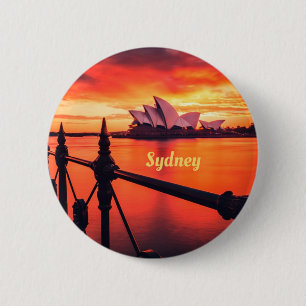 Sydney Australia Opera House Orange Sky 6 Cm Round Badge