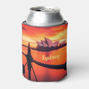 Sydney Australia Opera House Orange Sky Can Cooler