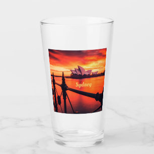 Sydney Australia Opera House Orange Sky Glass