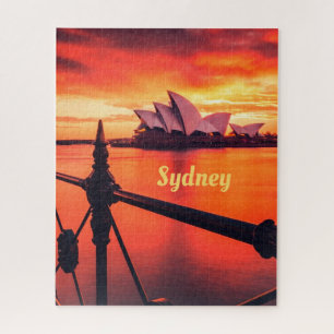 Sydney Australia Opera House Orange Sky Jigsaw Puzzle