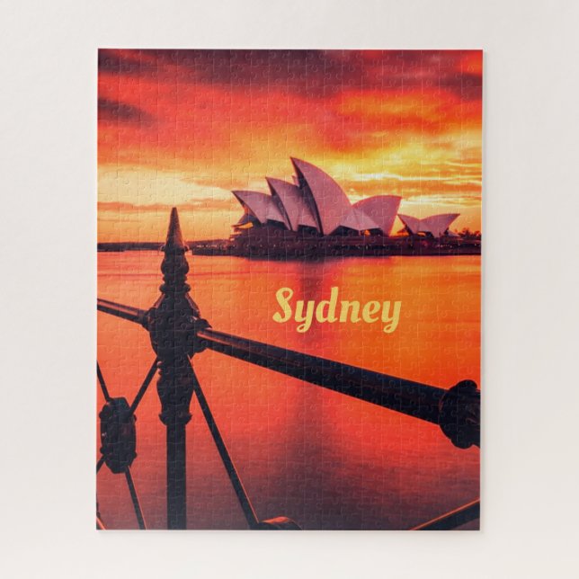 Sydney Australia Opera House Orange Sky Jigsaw Puzzle (Vertical)