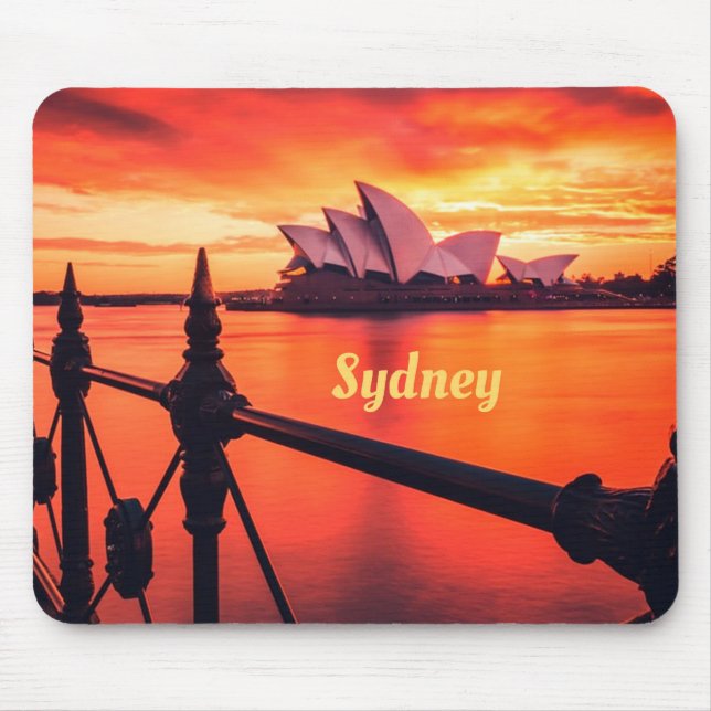 Sydney Australia Opera House Orange Sky Mouse Pad (Front)