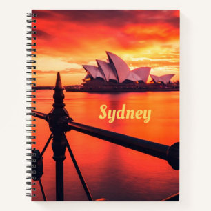 Sydney Australia Opera House Orange Sky Notebook