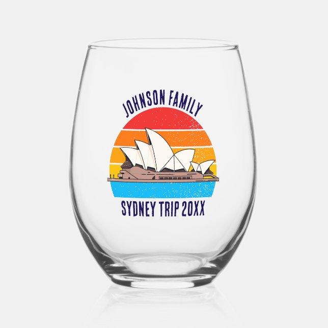 Sydney Australia Opera House Personalised Stemless Wine Glass (Front)