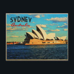 Sydney Australia Postcard<br><div class="desc">This vintage style design features the Sydney Opera House in Australia.  Beautiful blue ocean and sky.</div>