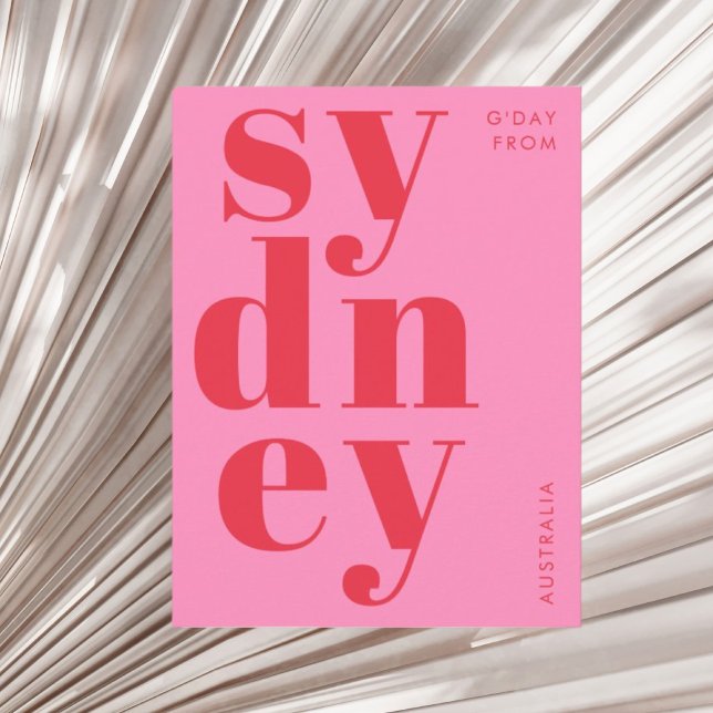 Sydney Australia red pink typography Postcard (Creator Uploaded)