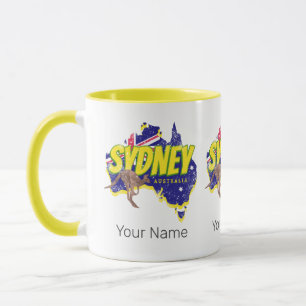 Sydney Australia Retro Kangaroo And Flag Vintage Mug