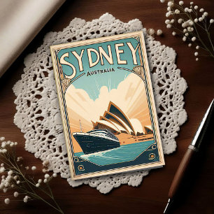 Sydney Australia Retro Travel Postcard