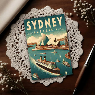 Sydney Australia Retro Travel  Postcard