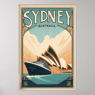 Sydney Australia Retro Travel Poster