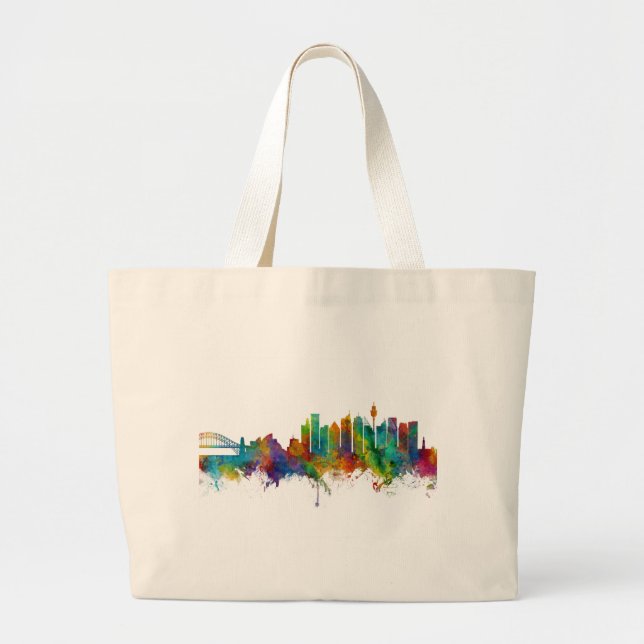 Sydney Australia Skyline Large Tote Bag (Front)