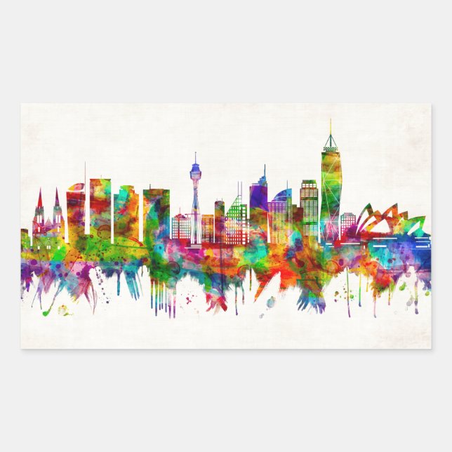 Sydney Australia Skyline Rectangular Sticker (Front)