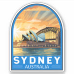 Sydney Australia Travel Art Vintage<br><div class="desc">Sydney retro vector travel design. Sydney,  capital of New South Wales and one of Australia's largest cities,  is best known for its harbourfront Sydney Opera House,  with a distinctive sail-like design.</div>