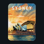 Sydney Australia Travel Art Vintage Magnet<br><div class="desc">Sydney retro vector travel design. Sydney,  capital of New South Wales and one of Australia's largest cities,  is best known for its harbourfront Sydney Opera House,  with a distinctive sail-like design.</div>