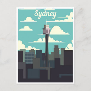 Sydney Australia Travel Art Vintage Postcard