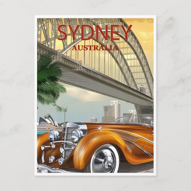 Sydney Australia Travel Art Vintage  Postcard (Front)