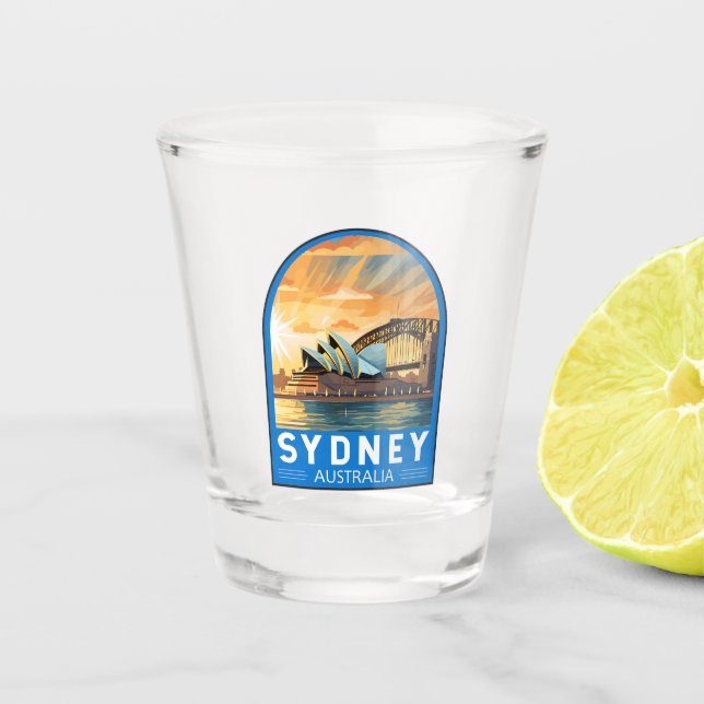 Sydney Australia Travel Art Vintage Shot Glass (Front)