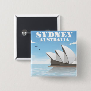 Sydney Australia Travel poster 15 Cm Square Badge