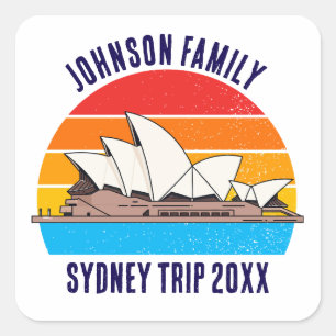 Sydney Australia Trip Opera House Customised Square Sticker