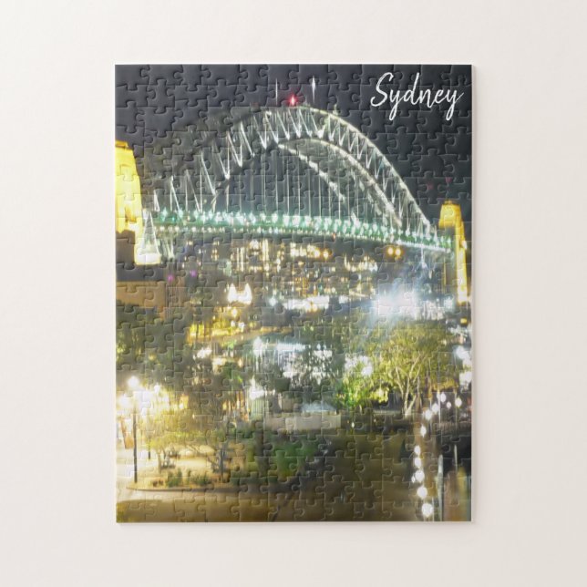 sydney bridge lit up night jigsaw puzzle (Vertical)