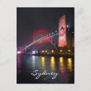 sydney bridge (red) postcard
