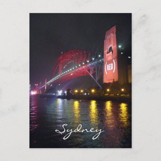 sydney bridge (red) postcard (Front)
