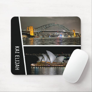 Sydney by Night, Australia, Black Personalised Mouse Pad
