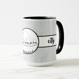 Sydney City Elegant linen Ringer 15oz Mug