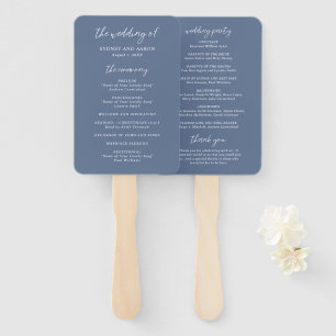 Sydney Dusty Blue Modern Wedding Program Hand Fan