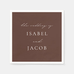 SYDNEY Espresso Brown Minimal Wedding Napkin