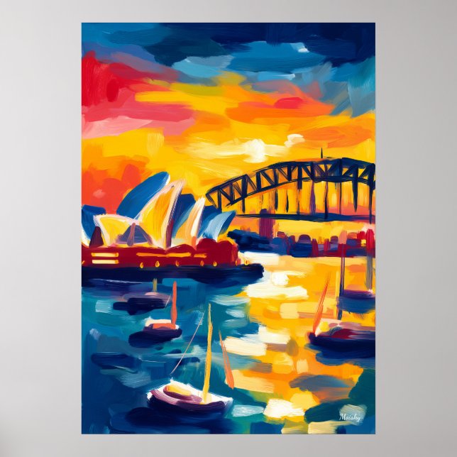 Sydney Fauvist Cityscape – Opera House Harbour Poster (Front)