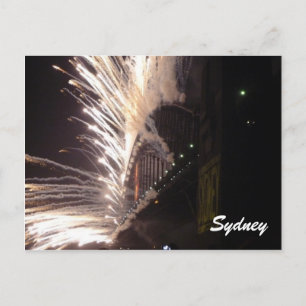 sydney fireworks white holiday postcard