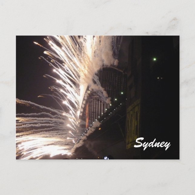 sydney fireworks white holiday postcard (Front)