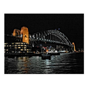 Sydney Harbor Bridge at Night - Australia Postcard