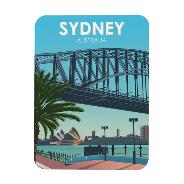 Sydney Harbour Australia Vintage Travel Magnet (Vertical)