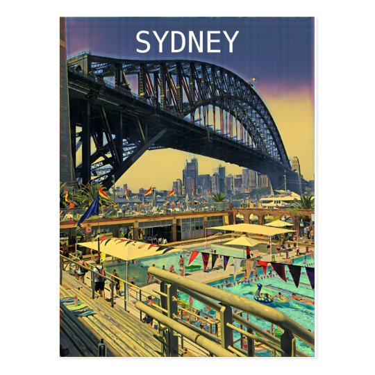 Sydney Harbour bridge digital art travel Postcard | Zazzle.com.au