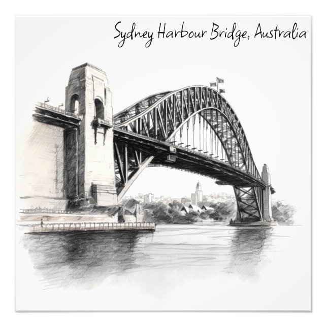 Sydney Harbour Bridge sketch Photo Print (Front)