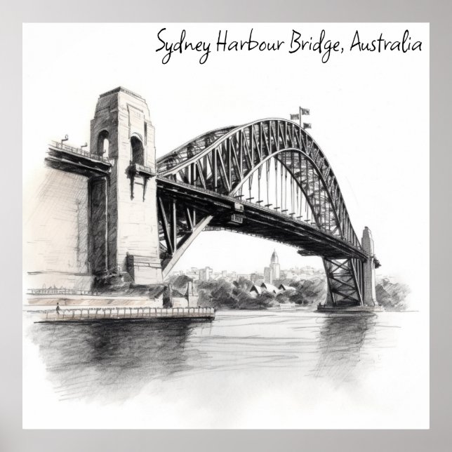 Sydney Harbour Bridge sketch Poster (Front)