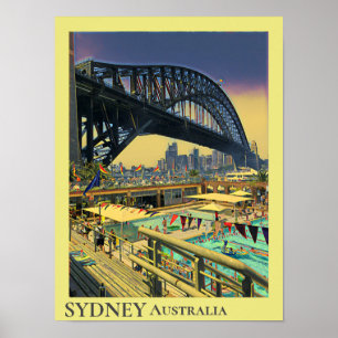 Sydney Harbour Bridge vintage travel wall decor