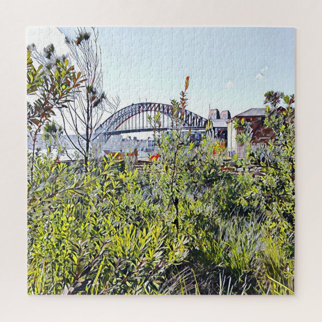 Sydney Harbour Bridge with native plants Jigsaw Puzzle (Vertical)