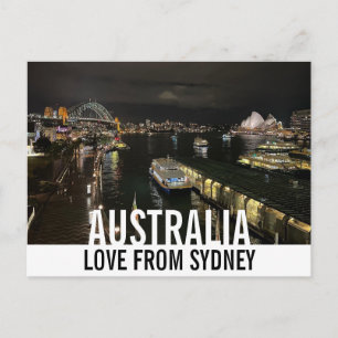 Sydney Harbour by Night Love from Australia Postcard