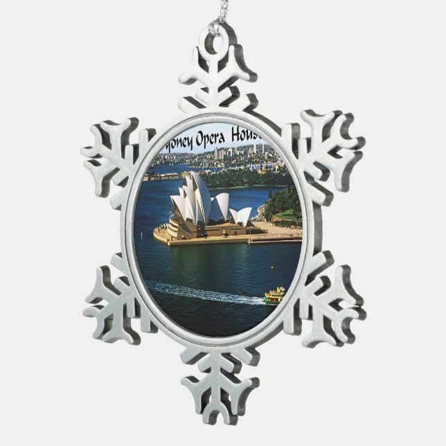 Sydney Harbour Oprea House Snowflake Pewter Christmas Ornament (Right)