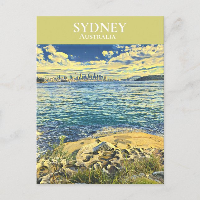 Sydney Harbour skyline digital art travel Postcard (Front)