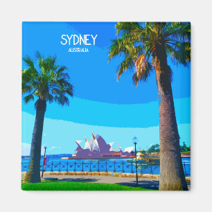Sydney Harbour Vintage Travel Art Magent Magnet