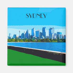 Sydney Harbour Vintage Travel Art Magent Magnet