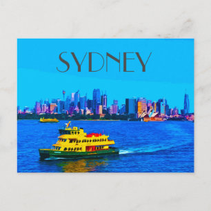 Sydney Harbour Vintage Travel Art Postcard